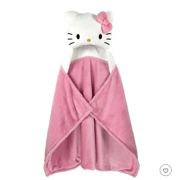 Hello Kitty Pink Plush Hooded Wrap NEW - Picture 1 of 5